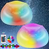 Burbell 2 Pcs Inflatable LED Chair Illuminated Blow up Chair for Adults Light up Inflatable Air Camping Sofa Without Pump for Indoor Room Outdoor Party Yard Pool