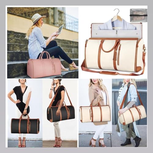 Styleushaven foldable Travel Bag, Weekender Bags for Women, Multifunctional, Unisex Waterproof with Shoe Dust Bag (Off-white (garment bag))4