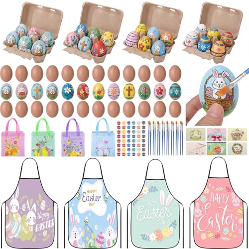 Novabright 54-Piece Wooden Easter Egg Painting Kit
