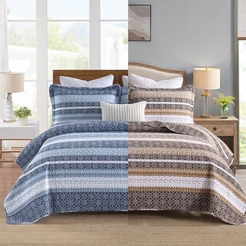 MEIZIZI Queen Comforter Set,Snowflake Quilts Queen Size, Cotton Bedding Sets with Shams, Bedspreads Queen Size,Lightweight Durable Soft 6 Pieces Cover