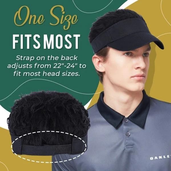 Miniatura 4 de Gorra de visera para el cabello con pelo falso, visera de peluca para hombre, divertidos sombreros de golf, peluca falsa, visera para el cabello