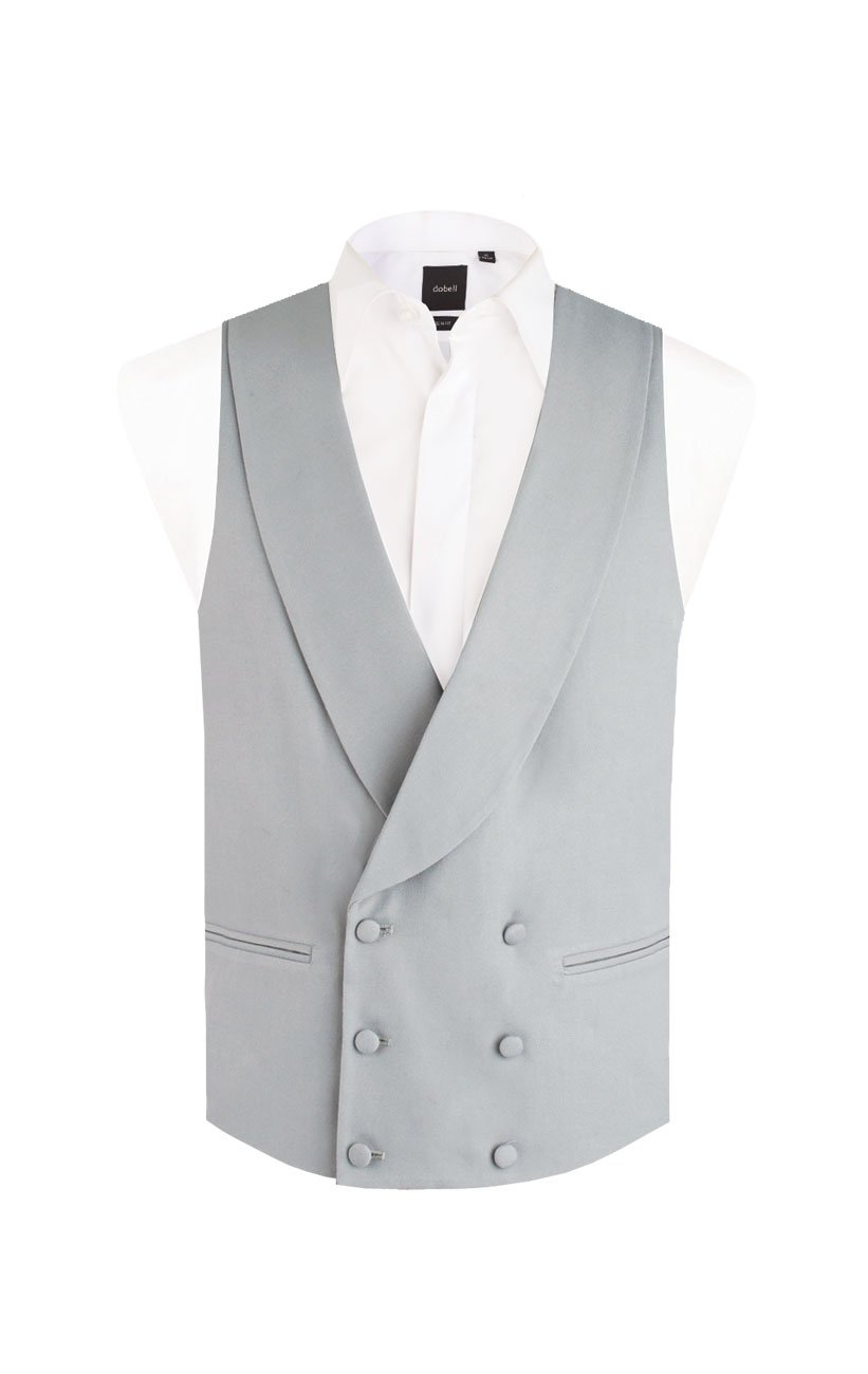 Dobell Mens Dove Grey Morning Suit Wedding Waistcoat Regular Fit Shawl Lapel Double Breasted-L (42-44in)
