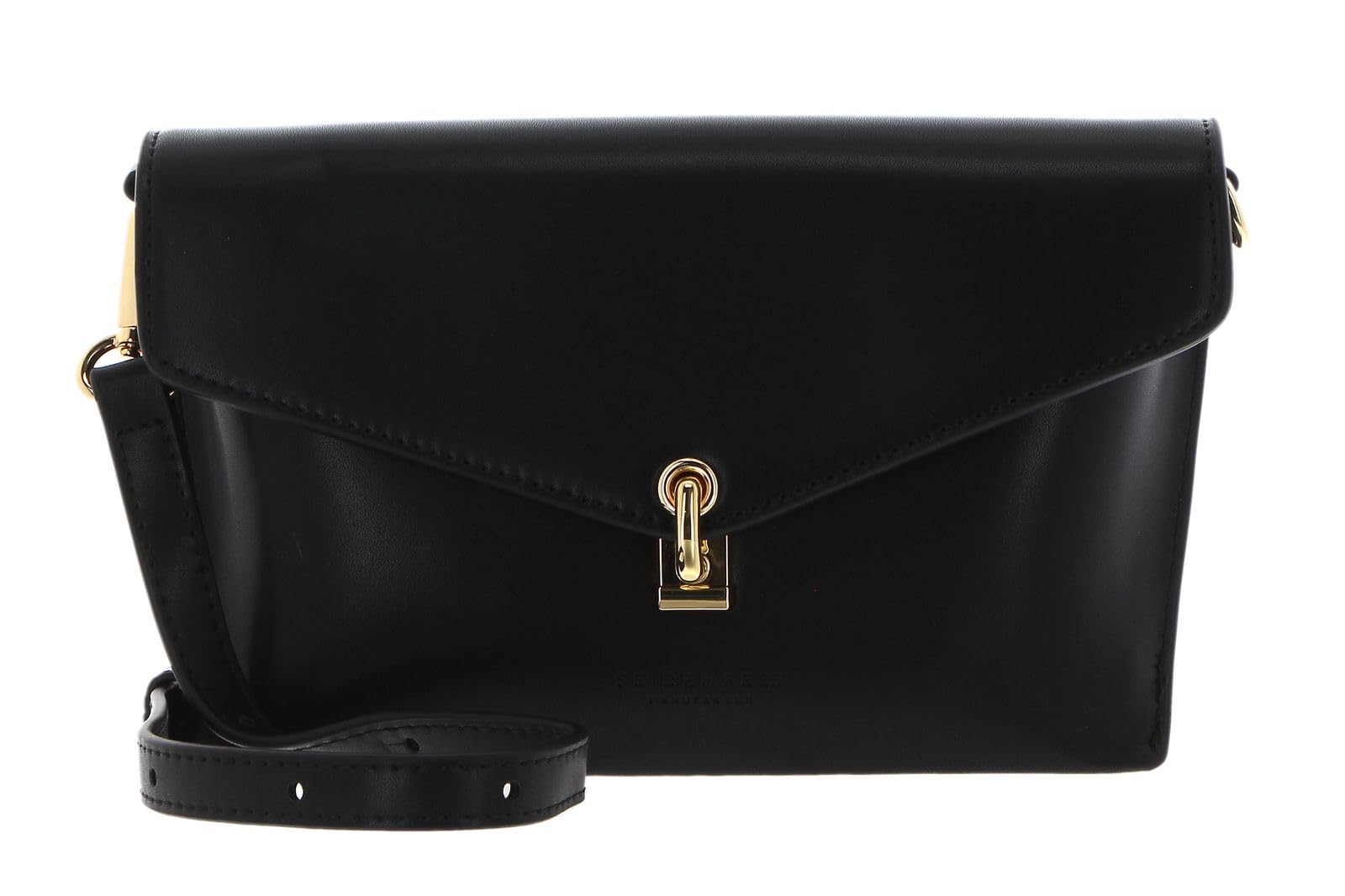 Sac Kisa Crossbody Black/Gold design géométrique rigide