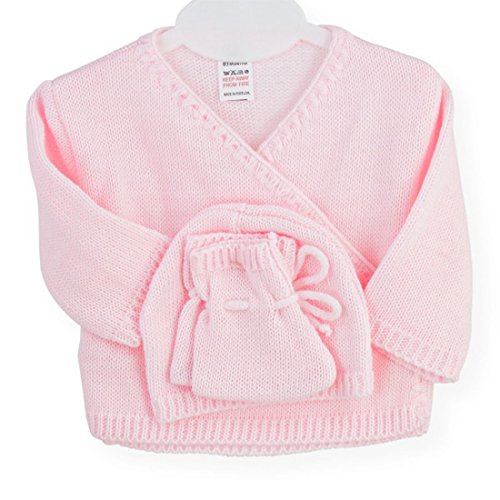 Trois Kilos Sept - brassière naissance - Ensemble 3 pièces brassière + bonnet + chaussons - Expédier depuis Paris (Rose)