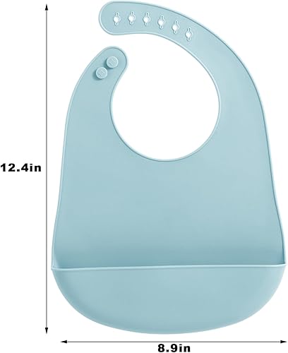 Miniatura 3 de PandaEar Paquete de 3 baberos de silicona para bebés, superfinos y ligeros, impermeables para bebés y niños pequeños, baberos de alimentación de