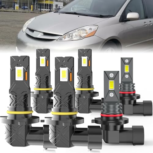 Image of Fit For Toyota Sienna 2006-2010 light Bulbs, High /Low Dual Beam Fog Lights Combo, Plug and Play, 6 PCS