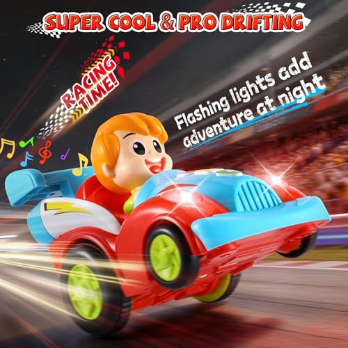 Image of LUDILO Remote Control Car for Toddler Toys for 3 Year Old Boy Birthday Gift | 2.4GHz 360 Spin Toddler RC Race Car /Spanish English Bilingual Learning /Music and Light / Toys Gifts 2 3 4 5 Year Old Boy Kids