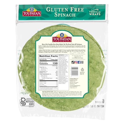 image for Toufayan Bakeries Toufayan Gluten Free Wraps, Spinach – 3 Packs (18 
