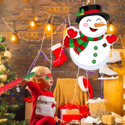 Harrycle EU-HARRYCLE-1304 Christmas Snowman Piñata 16 Inch Christmas Mexican Piñata With Stick Blindfold And Confetti Pack Christmas Piñata Bundle For Xmas Birthday Holiday Piñata Game Favors Photo Prop Decoration thumb #3