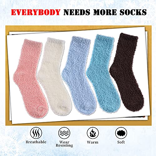 Image of LANLEO 5 /6 Pairs Womens Super Soft Fuzzy Plush Warm Winter Home Sleeping Slipper Socks