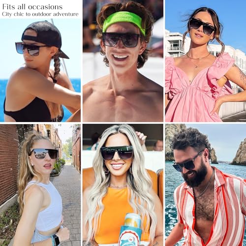 mosanana Polarized Oversized Square Sunglasses for Women Men, Trendy Flat Top Fashion Shield Shades MS523633