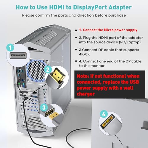 Adaptador HDMI a DisplayPort 4K 60Hz UANTIN miniatura 4