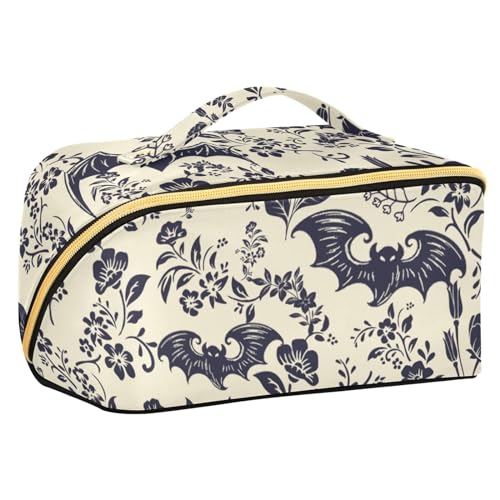 PJGINUIUA Large Capacity Cosmetic Bag Travel Makeup Bags Goth Bats Wide Open Portable Toiletry Bag Make up Organizer Pouch with Handle