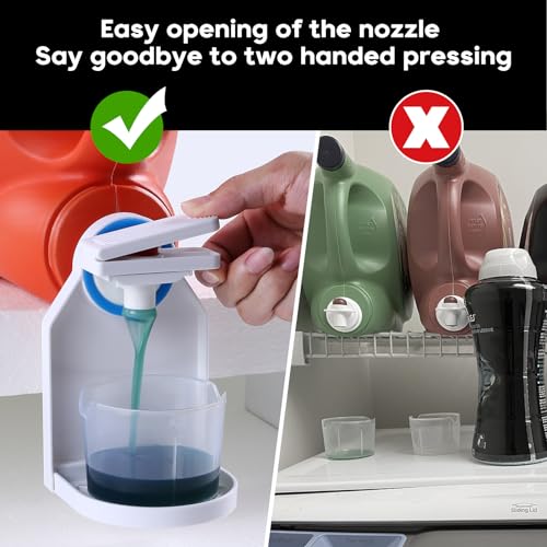 KMOUANTS-2-Pack-Laundry-Detergent-Dispenser-Cup-Holder-Nozzle-button-upgradeEasily-No-More-runny-or-Messy-Laundry-Detergent-Laundry-Cup-Holder-and-drip-Tray-Room-Organization-and-Storage