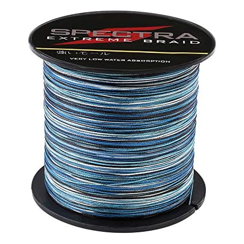Dorisea Spectra Braided Fishing Camo Blue Line-4 Srands & 8 Strands Super Strong PE Fishing Wire Multifilament Fishing String Ultra Power 6LB-300LB Heavy Tensile (100m/109Yards 60lb/0.40mm) Cover