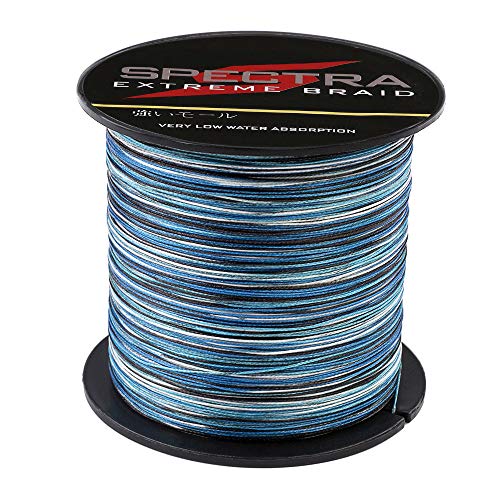 Dorisea Spectra - Sedal de pesca trenzado, color azul camuflaje, 4 cuerdas y 8 hebras, súper fuerte, multifilamento, cuerda de pesca,Camuflaje azul, 500m/547Yards 30lb/0.26mm Cover