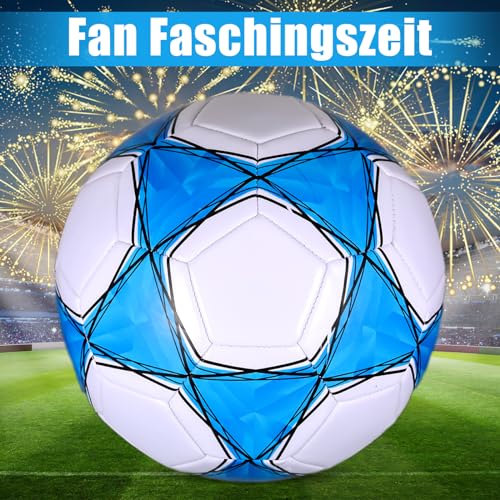 Professioneller FußBall Leder Größe 5 Anti-Luftaustritt Professioneller Fußball Leder Kinder, Offizieller Training Fusball, Wasserdicht Ball Wettbewerb für Kinder Jugendliche Erwachsene (Weiß-Blaue)