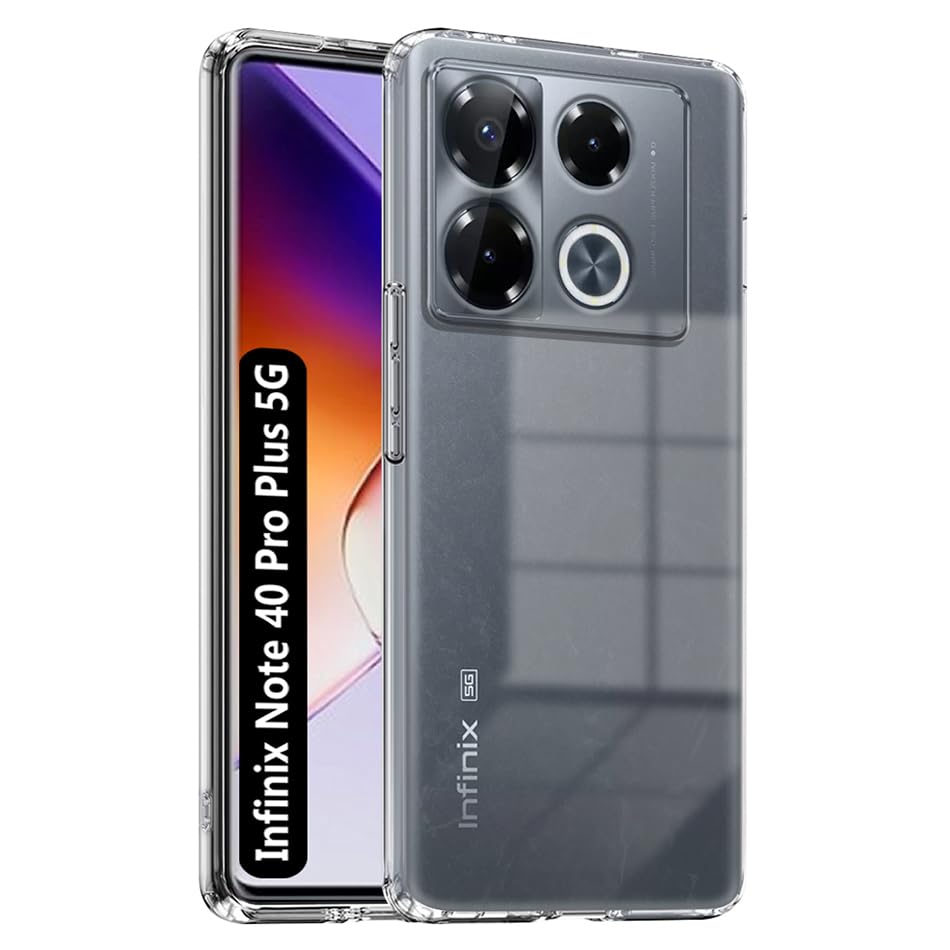 Image of Fashionury Crystal Clear Case for Infinix Note 40 Pro Plus 5G | Yellowing Resistance | Transparent TPU Silicone | Raised Camera Lips | Slim Transparent Cover