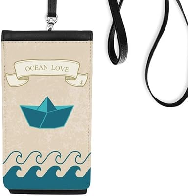 DIYthinker Paper Folding Ocean Love Sea Sailing Boat Phone Wallet Purse Hanging Mobile Pouch Black Pocket