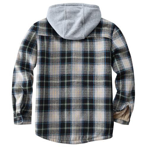 Image of Men's Cotton Plaid Shirt Jacket Fleece Flannel Sherpa Button Down