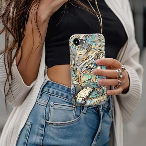 Image of Goodon for iPhone 16e Case Cute - Wireless Charging Compatible - Dual-Layer Hard Shell + Silicone Cover - Protective Phone Case with Trendy Designs for Women - Butterflies Blue Gold | Dual-Layer Hard Shell + Silicone, Slim Fit Protective Phone Cover with Wildflower Designs for Women Girls