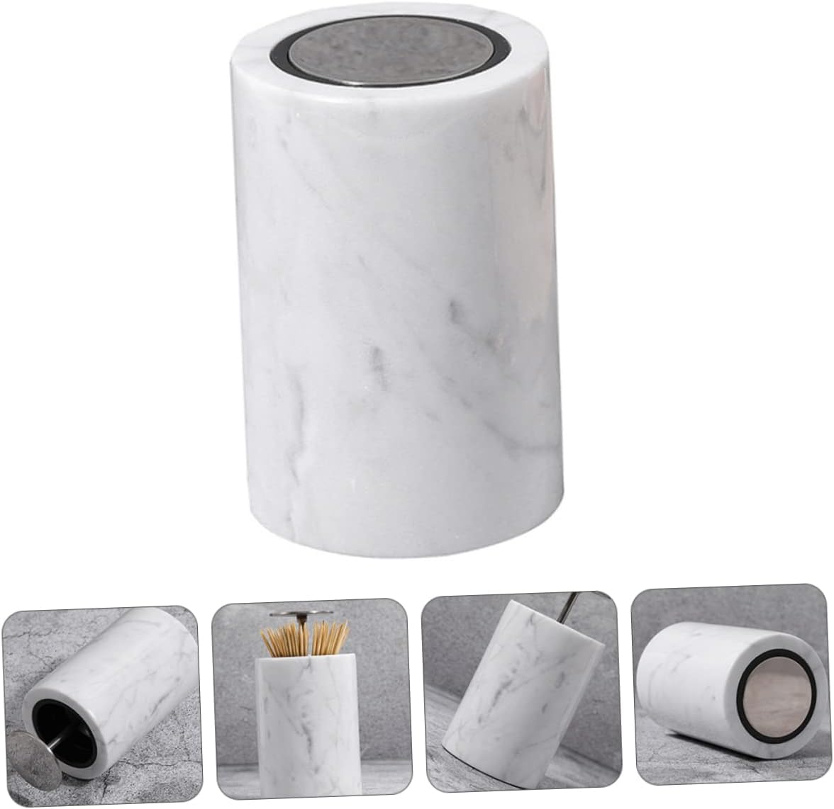 Marble Toothpick Holder and Swab Box Stylish Storage Container for Home Decor Elegant Design for Bathroom Kitchen and Office for Parties and Events