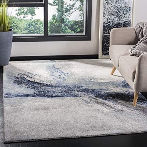 SAFAVIEH Galaxy Collection 2'3" x 4' Blue/Grey GAL117M Modern Abs...