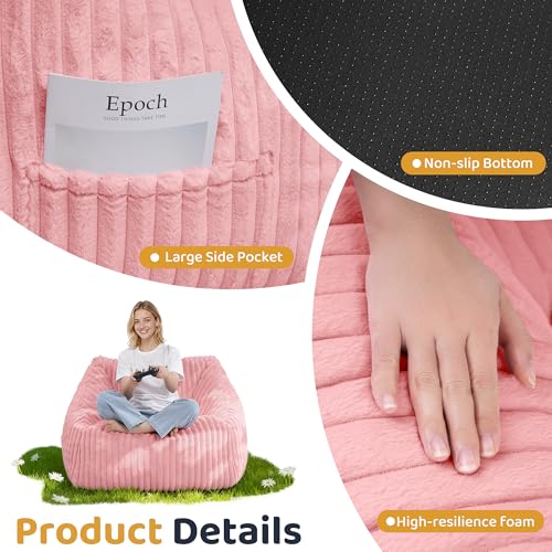 Image of HABUTWAY Bean Bag Chair, Giant Bean Bag Chairs for Adults and Kids, Bean Bag Sofa, Lazy Floor Sofa, Faux Fur Beanbag Chair with Armrests for Living Room Bedroom (Pink)