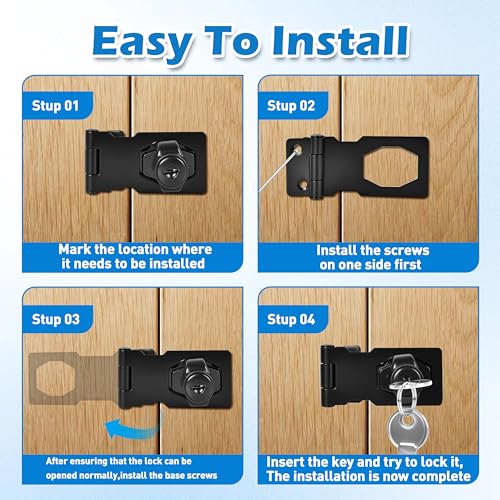 Image of 1 Pcs keyed Hasp Lock,2.5 inch keyed hasp Locks Twist knob keyed Locking hasp for Cabinet Small Door,Hasp Lock with Keys,Metal Safety Hasp Latches (1 Pcs Red Bronze, 2.5 inch)
