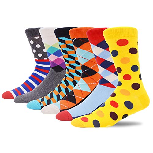 MAKABO Men's Fun Dress Socks Colorful Funny Novelty Casual Crew Socks Packs (Sock size: 10-13 | Shoe size: 6-12, MAUS08716-M)