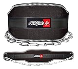Aprodo Dip Belt for Weightlifting, Pull-Ups, Powerlifting, Squats & Bodybuilding | 36 Inches Heavy Duty Stainless Steel Chain Free Size Belt With Neoprene Padded Back Support For Fitness Trainings (Black)