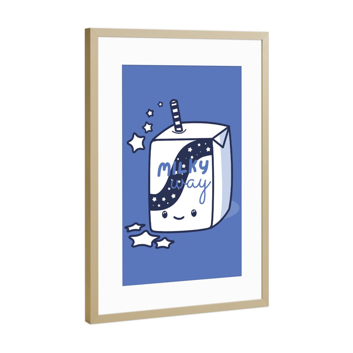 artboxONE Poster mit Rahmen Gold 45x30 cm Milky Way Carton Cute Astronomy von Unwind Illustrations - gerahmtes Poster