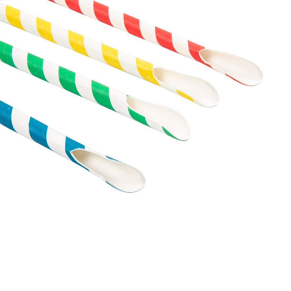 García de Pou - 100 unidades - Pajitas A Rayas Con Cuchara Ø0,8X21 Cm Surtido Papel