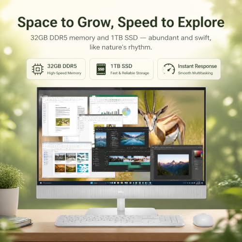 Image of Dell 27 Inch All in One Desktop Computer Touchscreen, 32GB DDR5, 1TB SSD | Intel Core Ultra 7 355, 27 inch FHD Display, Wi-Fi 7, BT6.0, Intel Graphics, Business All-in-One PC, Windows 11 Pro, EC27260