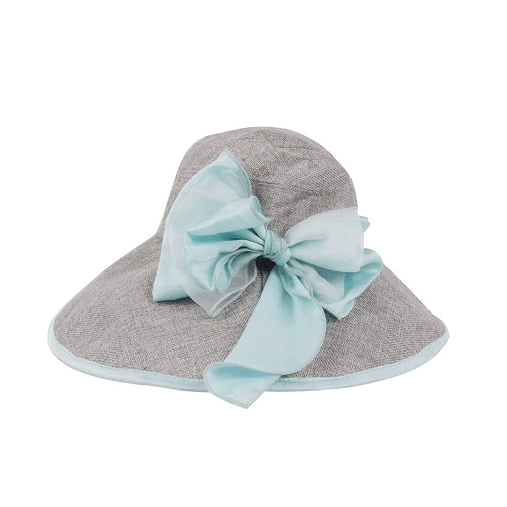 Mujeres Verano de ala Ancha Sombreros para el Sol Sombreros de protección Solar Lino Crimping Brim Caps Travel Beach Cap (Color : D, Size : Mcode) (A Mcode)