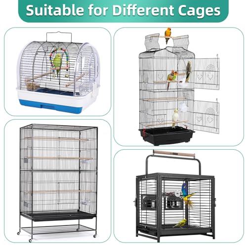 Image of Bird Cage Seed Catcher, Seed Catcher Guard Net Cover, Parrot Nylon Mesh Net Cover, Universal Soft Airy Cage Net Stretchy Skirt for Round Square Cages (Daisy-Black, 15.7 inch x87 inch)