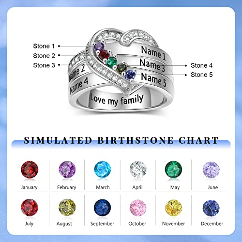 Personalized Mothers Rings Birthstones Rings for Women with 1-8 Names Sterling Silver Promise Ring for Her Gifts for Mom Wife Grandma Nana Birthday Anniversary Christmas2