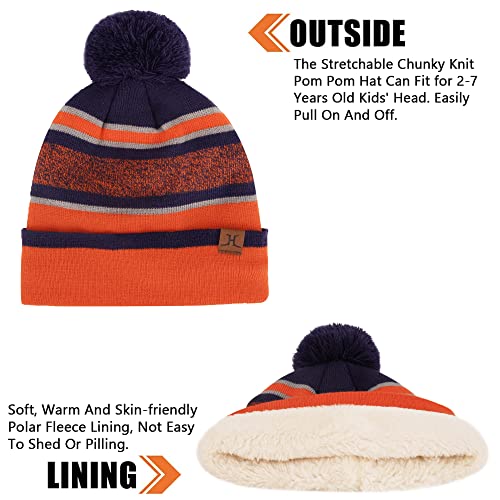 Image of Kids Toddlers Winter Hats Knit Warm Beanie Scarf Gloves Set for Boys Girls Age 2-7, Pompom Cap Neck Warmer Fleece Lined Gifts