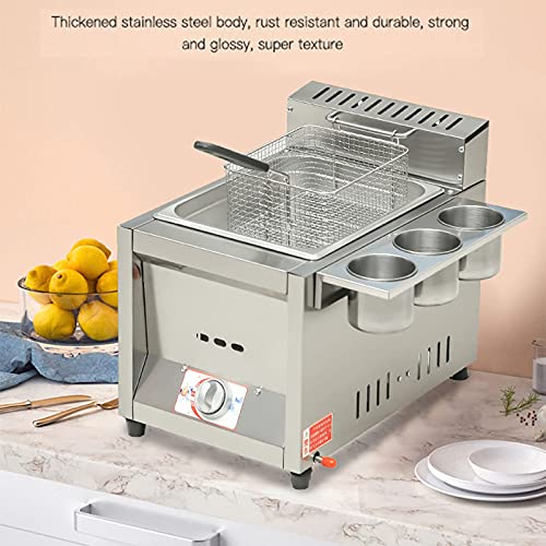 Edelstahl-Fritteuse, LPG-Fritteuse, Edelstahl-Fritteuse mit herausnehmbarem Korb, freistehende Temperaturregelung, mit Deckel – Bild 4