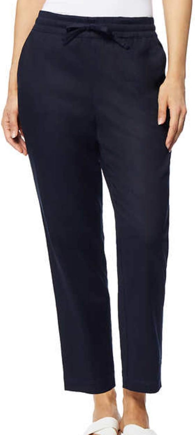 32 Degrees Ladies' Stretch Linen Blend Pant (Medium, Dark Indigo)