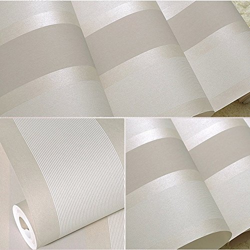 Q Qihang Modern Minimalist Vertical Stripes Bedroom Tv Background Non-Woven Wallpaper Roll Cream Color 0.53M X 10M=5.3Sqm #TOP3