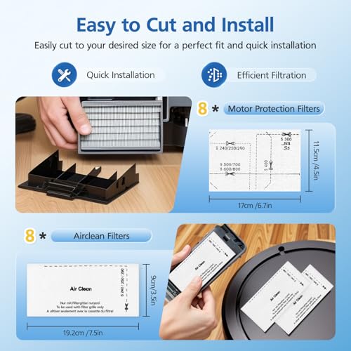 Image of 8 Pack AirClean Filters & Motor Protection Filters Compatible with Miele Classic C1, Compact C1 /C2, Complete C1 /C2 /C3, and S Series S241,S227,S240,S270,S290,S300i,S400,S500,S700,S2,S4,S5,S6,S8 Vacuums