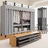 Kleiderbügel Faltbar Mit Abdeckung, Tragbarer Kleiderschrank Mit Großer Kapazität Zum Aufhängen, Tragkraft 547kg, Freistehender Kleiderschrank Aus Metall Kleiderbügel Kleider-Organizer(203cn/80in)