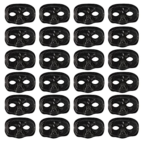 Beistle Black Half Masks – 24 Classic Masquerade Costume Eye Masks with Elastic Bands for Mardi Gras Celebrations, Halloween Parties, Theatrical Events and Formal Costume Gatherings, Adult Size