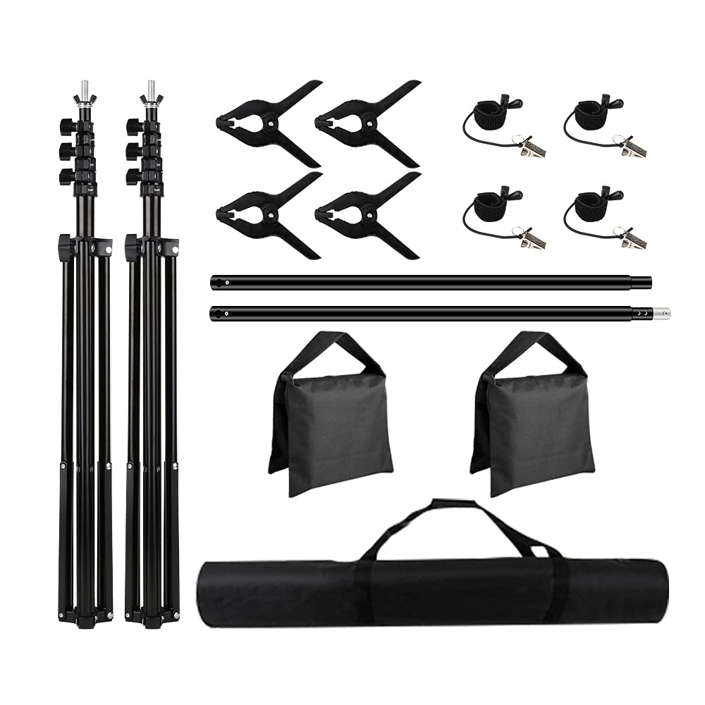 Soporte de telón de fondo ajustable de 8.5 x 10 pies, kit de sistema de soporte de fondo de fotografía para pantalla de estudio fotográfico y video con bolsa de transporte, abrazaderas de