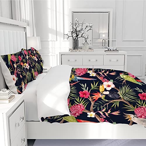 Vantaso Conjuntos de cama Tropical Birds Parrot Hoopoe Queen para decoração de quarto, conjunto de c