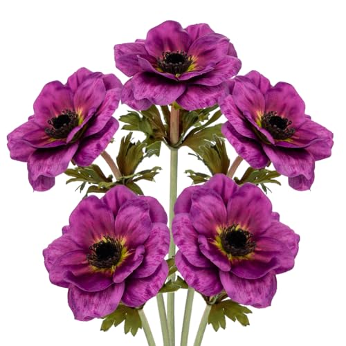 5Pcs Anemone Flowers Artificial Silk Flowers...