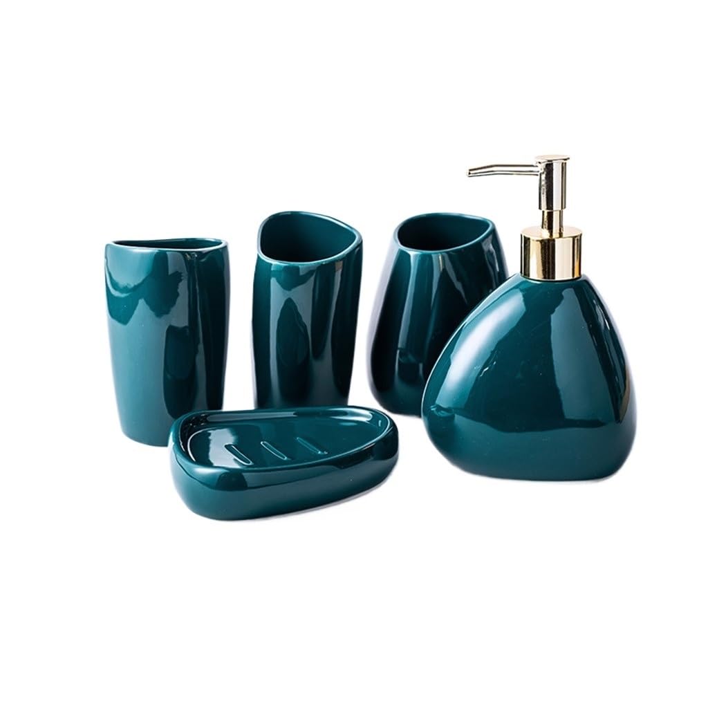 Ensemble de salle céramique 5 pièces au design vert foncé chic pour décoration d'hôtel
