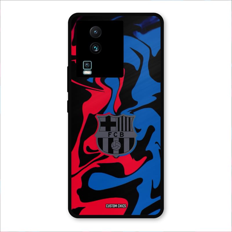 Image of PrintShield FC Barcelona Comic Back Cover for IQOO Neo 7, Shockproof Printed Phone Case with Soft TPU Sides & Anti-Slip Grip