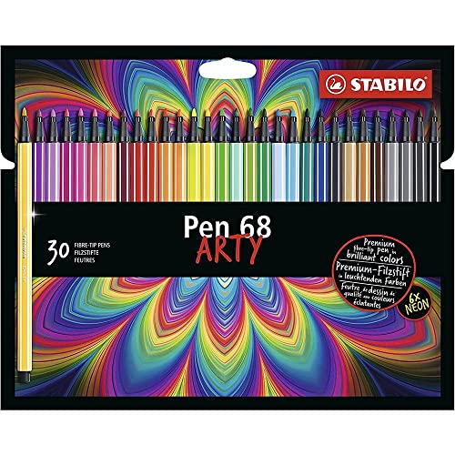 Caneta Hidrográfica Stabilo Pen 68 Arty, Estojo com 30 cores